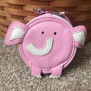 New, Never Used - Anna & Robert Pink w/Ivory Leather Piggy Round Coin Purse
